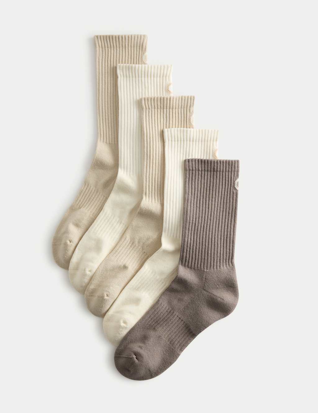 Goodmove Women's 5pk Cotton Rich Cushioned Crew Socks - 6-8 - Brown Mix