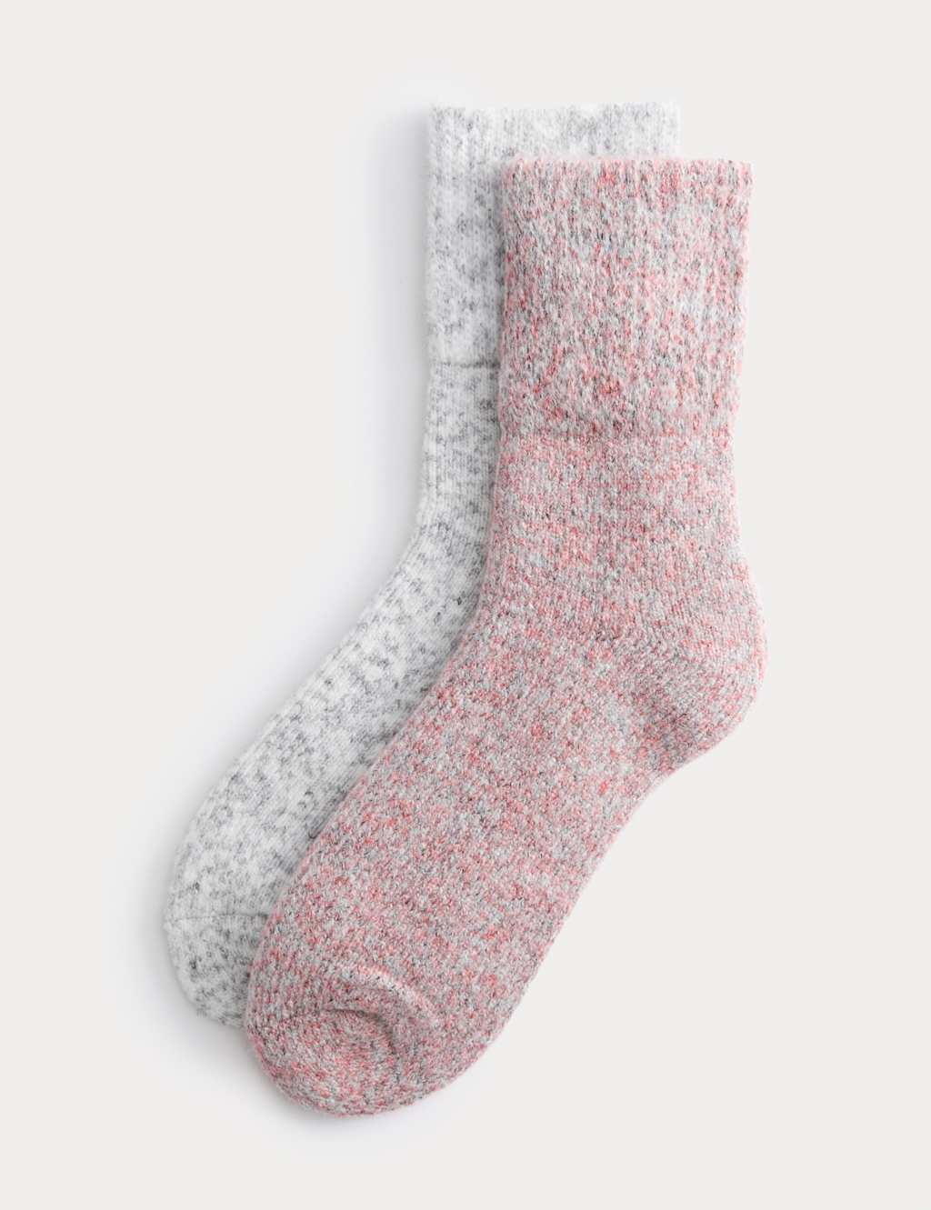 M&S 2 Pack Thermal Ankle High Boot Socks Pink Mix