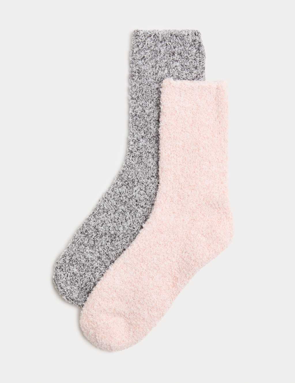 M&S 2 Pack Cosy Ankle High Socks Light Pink Mix