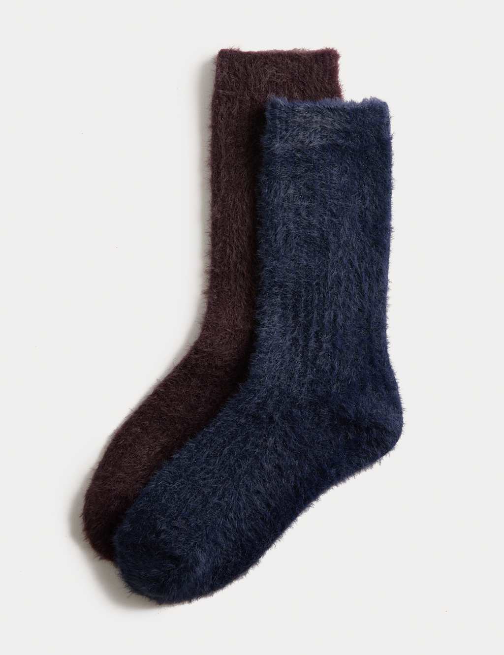 M&S 2 Pack Cosy Ribbed Ankle High Socks Navy Mix