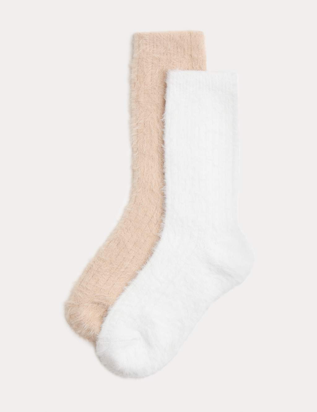 M&S 2 Pack Cosy Ribbed Ankle High Socks Brown Mix