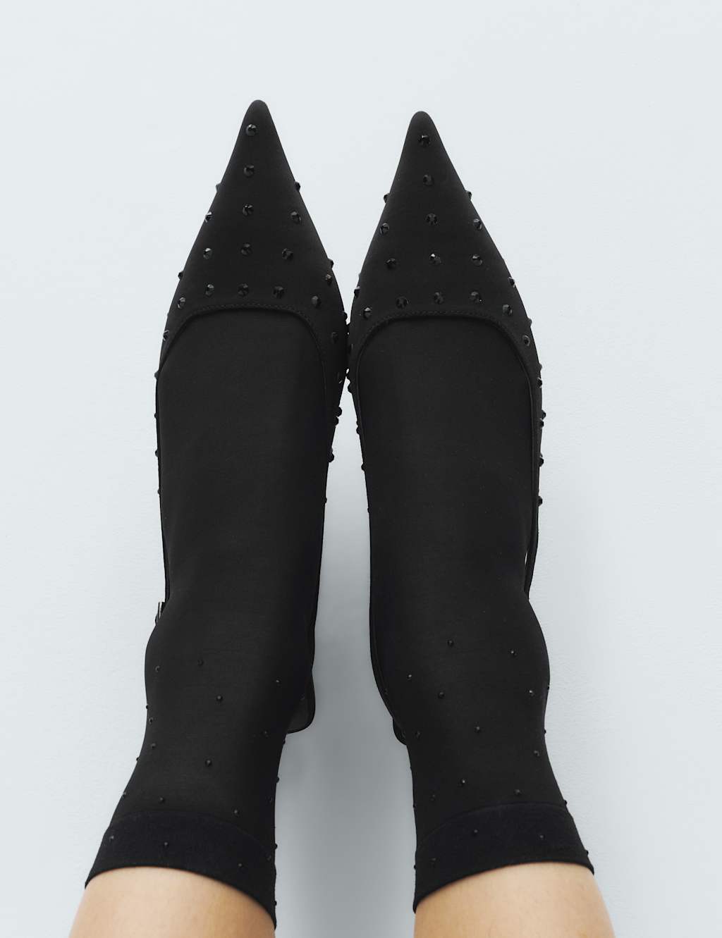 M&S Sheer Embellished Ankle Highs Black