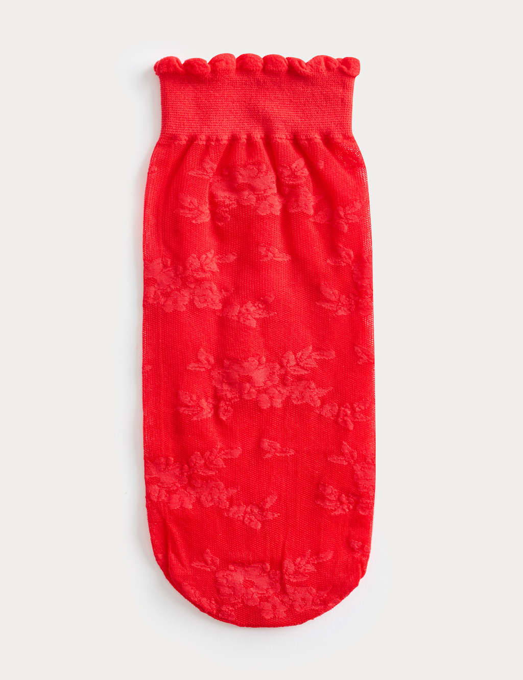 M&S Women's Floral Lace Ankle High Socks - Red Mix