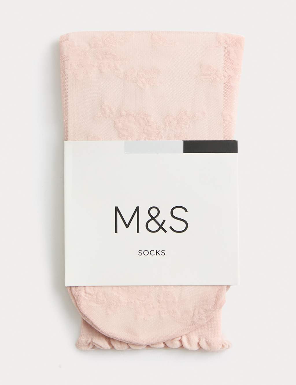 M&S Women's Floral Lace Ankle High Socks - Pink Shell