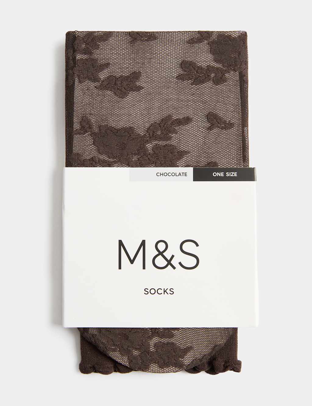 M&S Women's Floral Lace Ankle High Socks - Chocolate