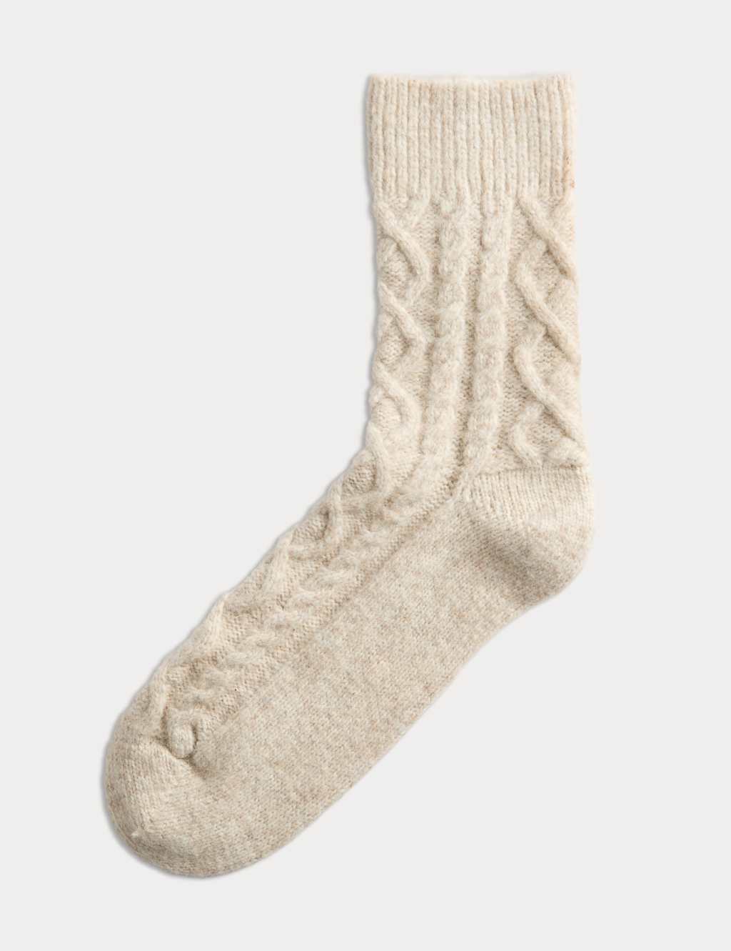 M&S Cable Knit Ankle High Socks Oatmeal