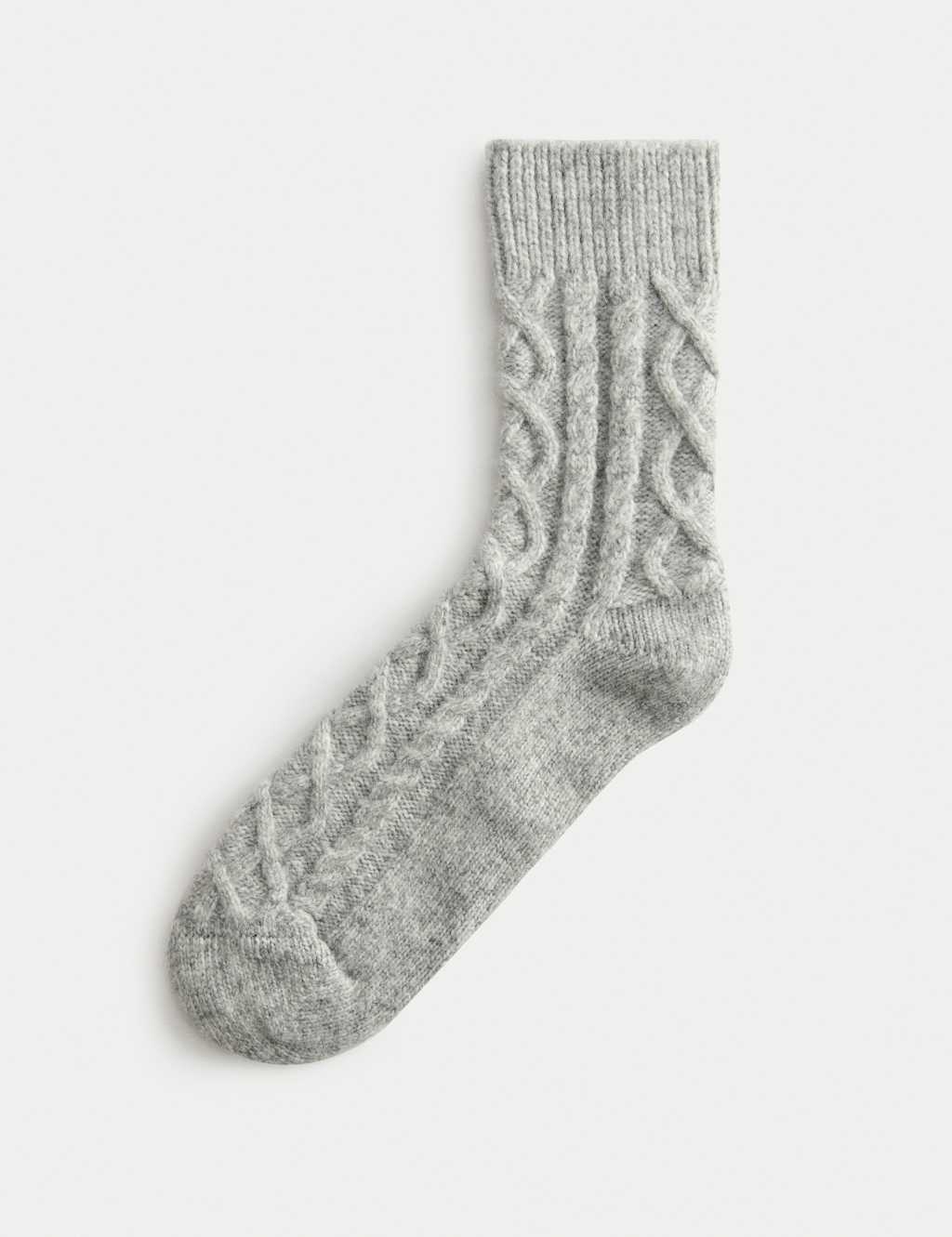 M&S Cable Knit Ankle High Socks Grey