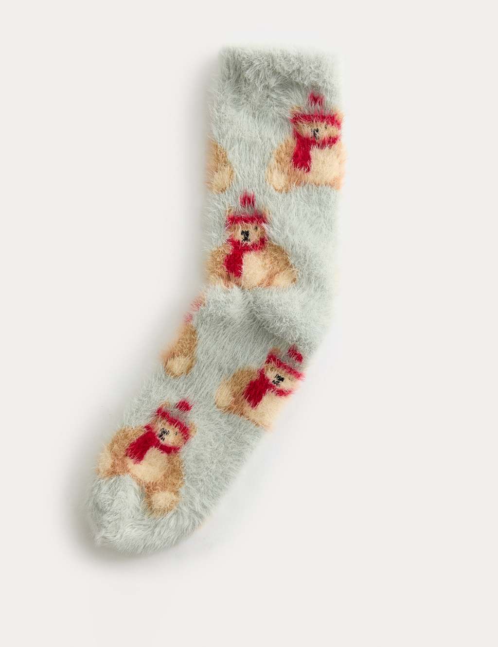 M&S Cosy Spencer Bear Socks Grey Mix