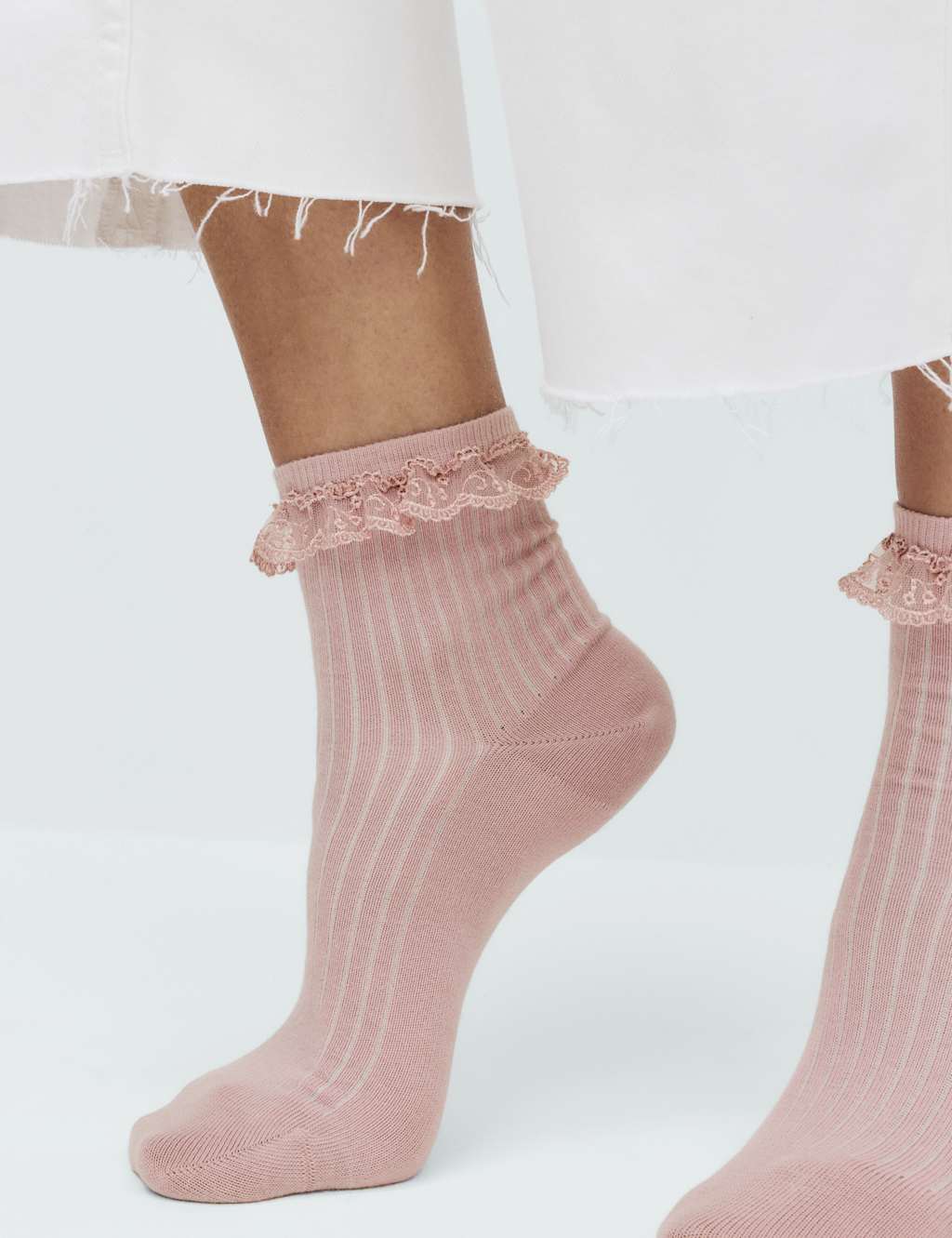 M&S Women's 2 Pack Cotton Rich Quarter Socks - Ivory Mix