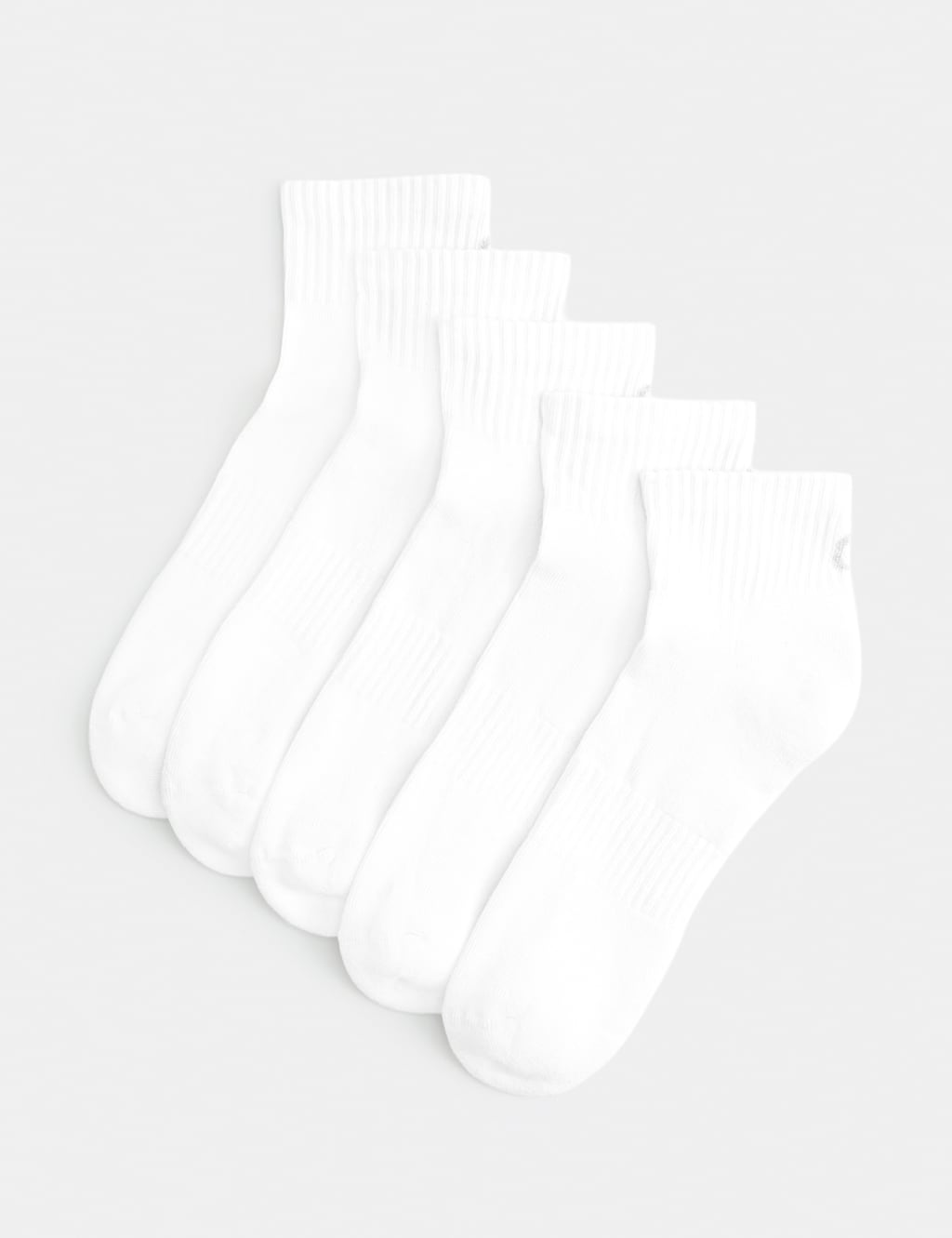 Goodmove Women's 5pk Cotton Rich Cushioned Anklets - 3-5 - White