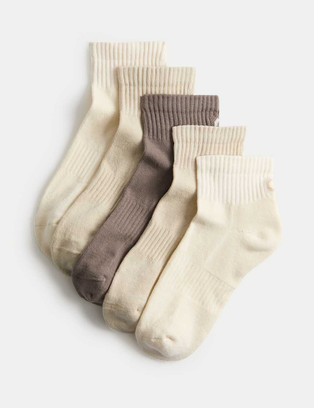 Goodmove Women's 5pk Cotton Rich Cushioned Anklets - 6-8 - Antique Cream