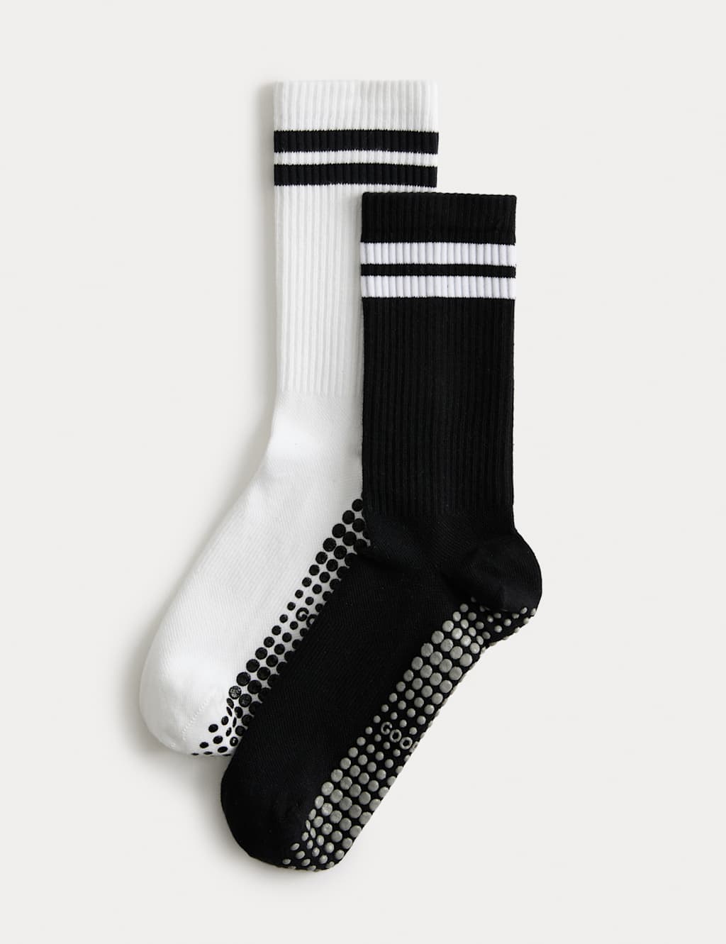 Goodmove 2 Pack Cotton Blend Stripe Yoga Socks Black Mix