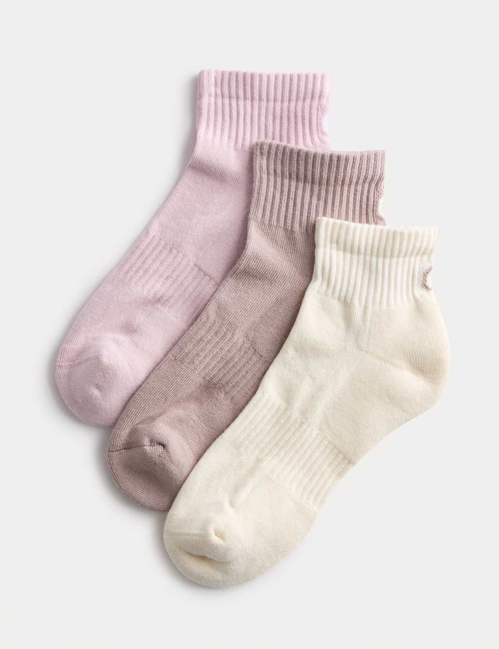 Goodmove Women's 3 Pack Cotton Rich Quarter Socks - 3-5 - Pink Mix