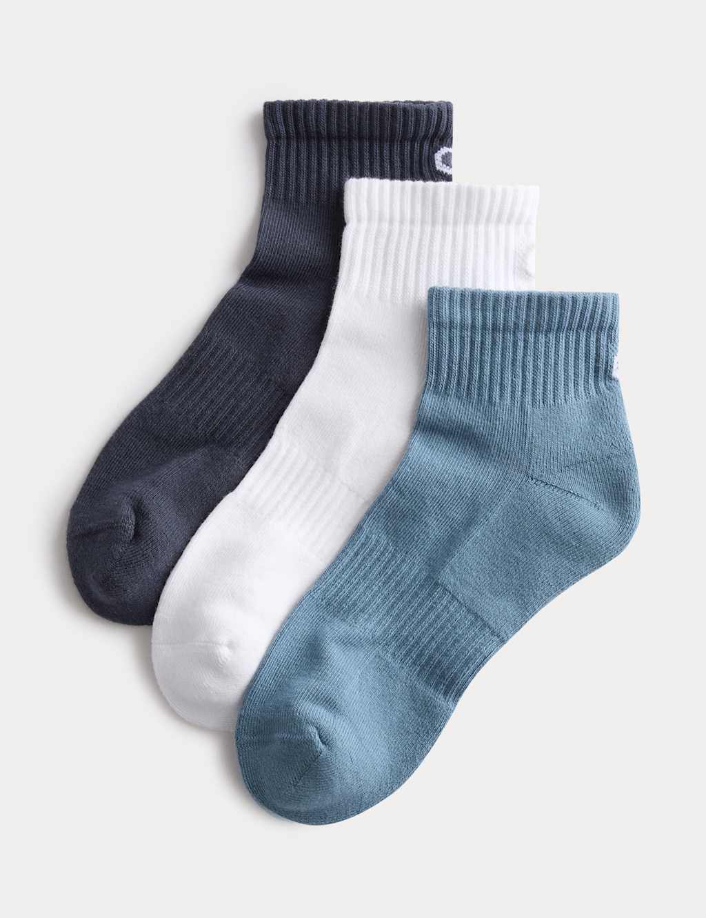 Goodmove Women's 3 Pack Cotton Rich Quarter Socks - 6-8 - Blue Mix