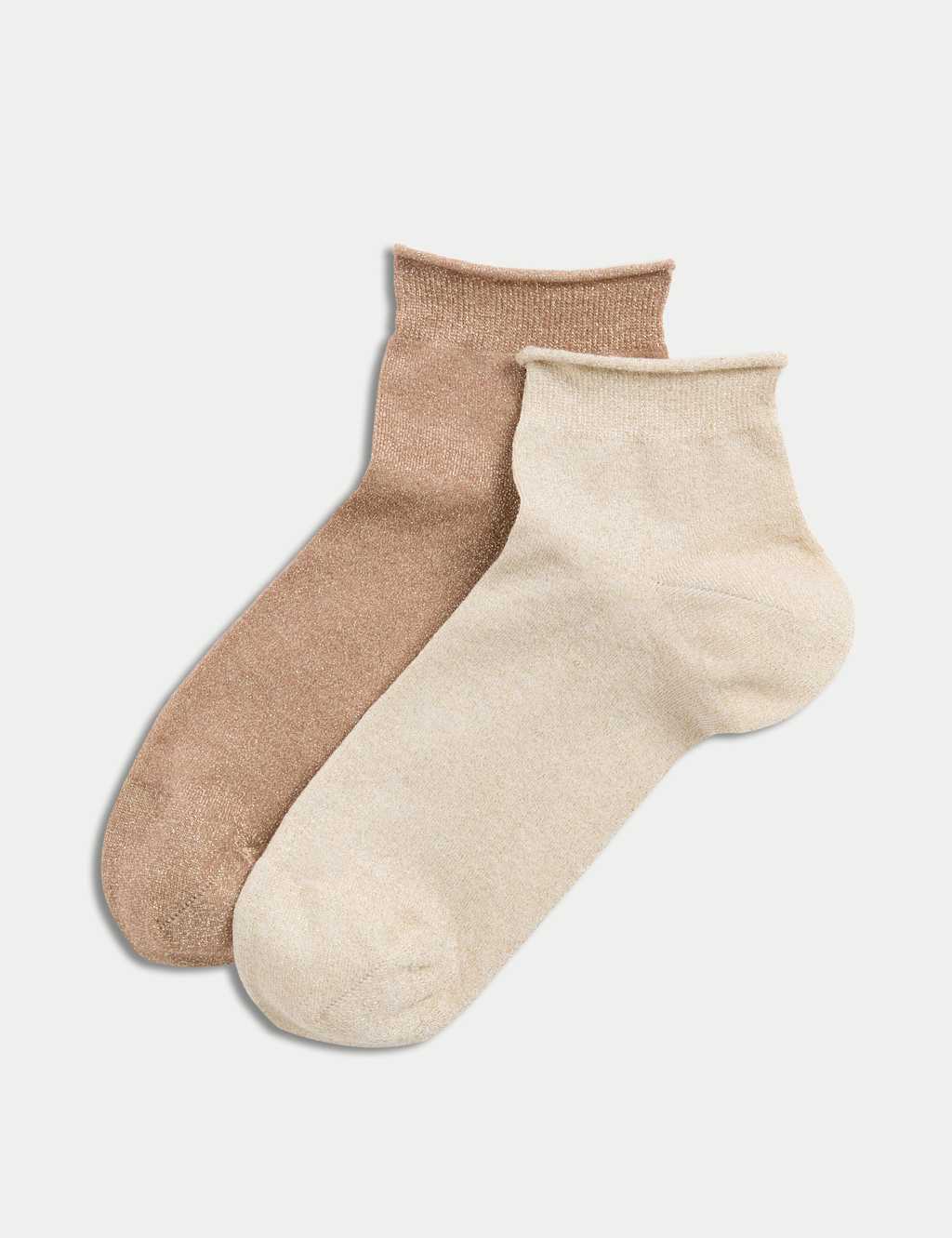 2pk Cotton Blend Sparkle Quarter Socks