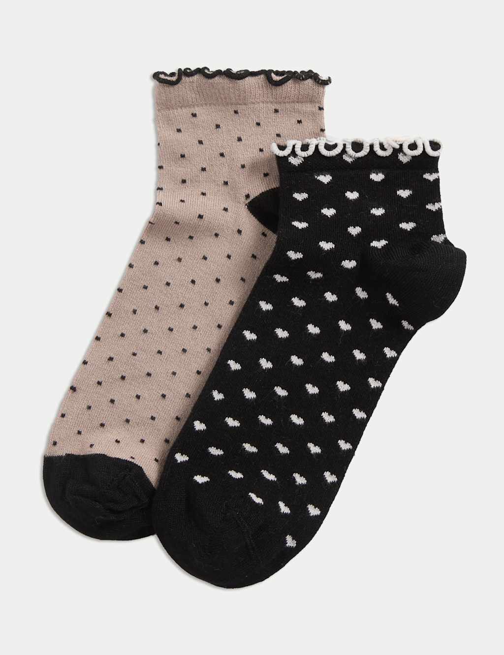 2pk Sumptuously Soft™ Heart & Spot Quarter Socks