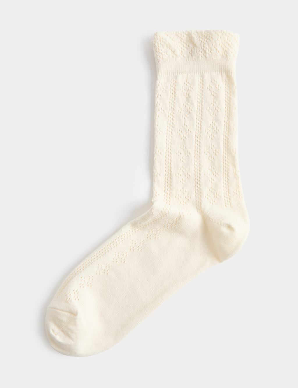M&S Women's Cotton Rich Pelerine Crew Socks - Ivory