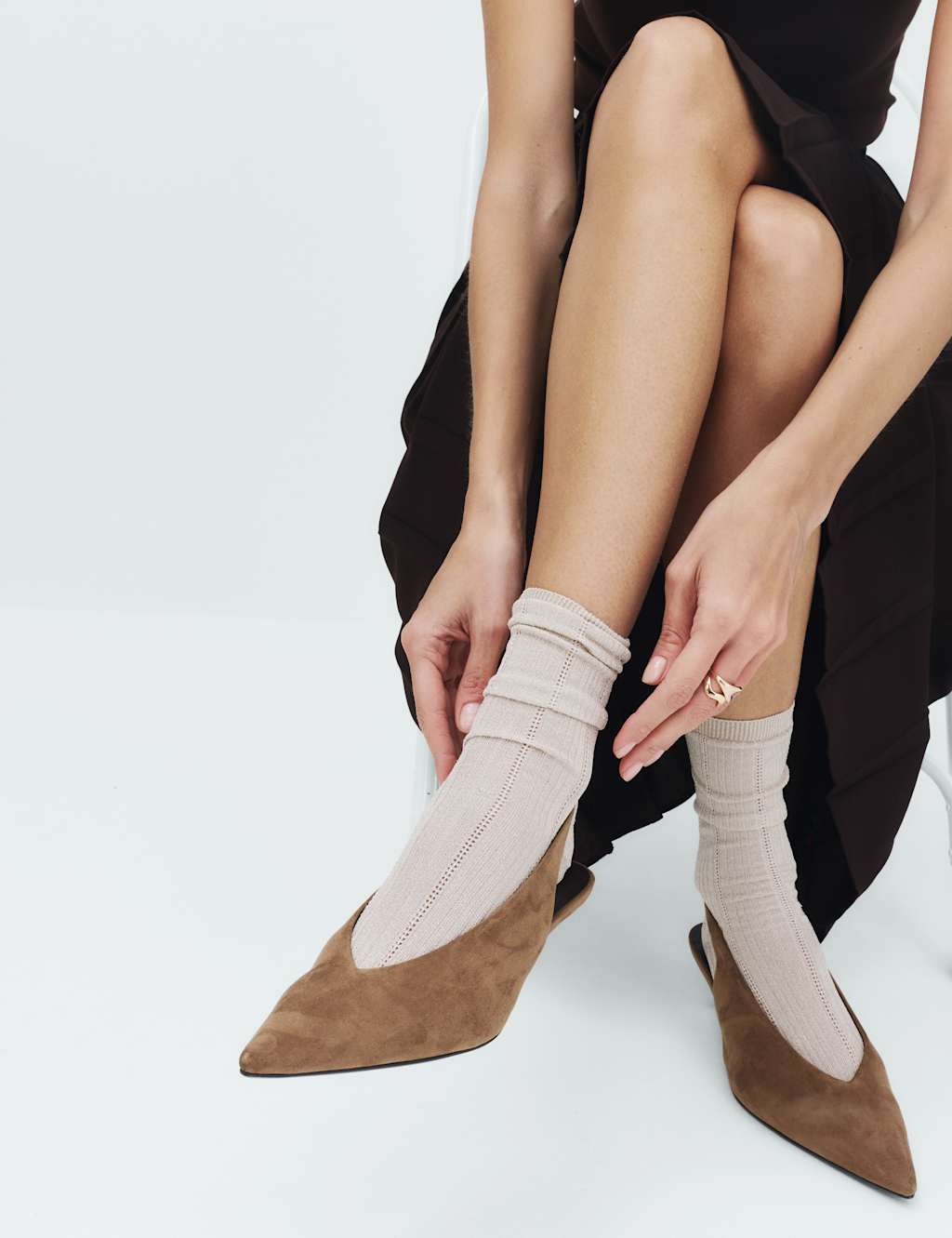 M&S Women's Sparkle Crew Socks - Gold