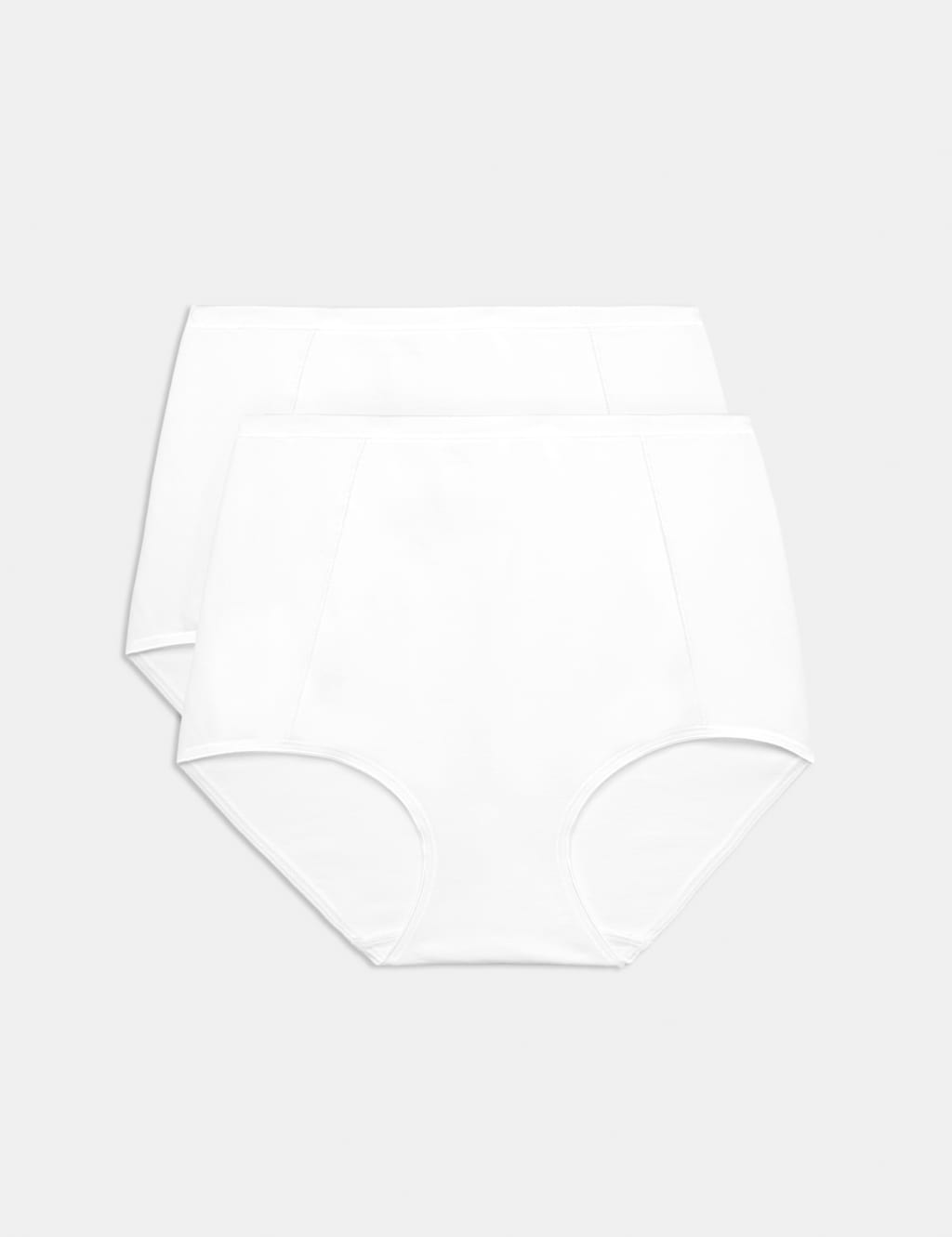 M&S Women's 2 Pack Firm Control Full Briefs - 24 - White/White