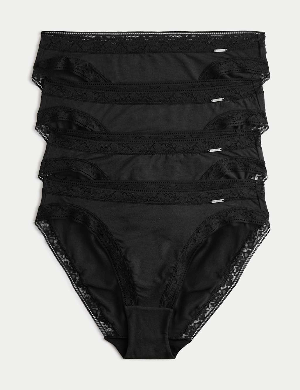 Autograph 4pk Modal Rich with Silk High Leg Knickers Black