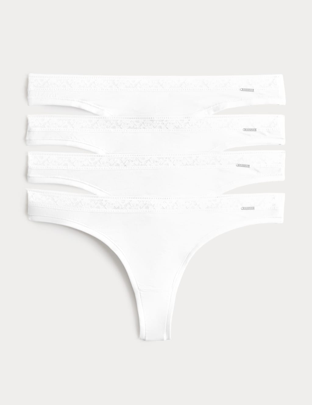 Autograph Women's 4 Pack Modal with Silk & Lace Thongs - 28 - White