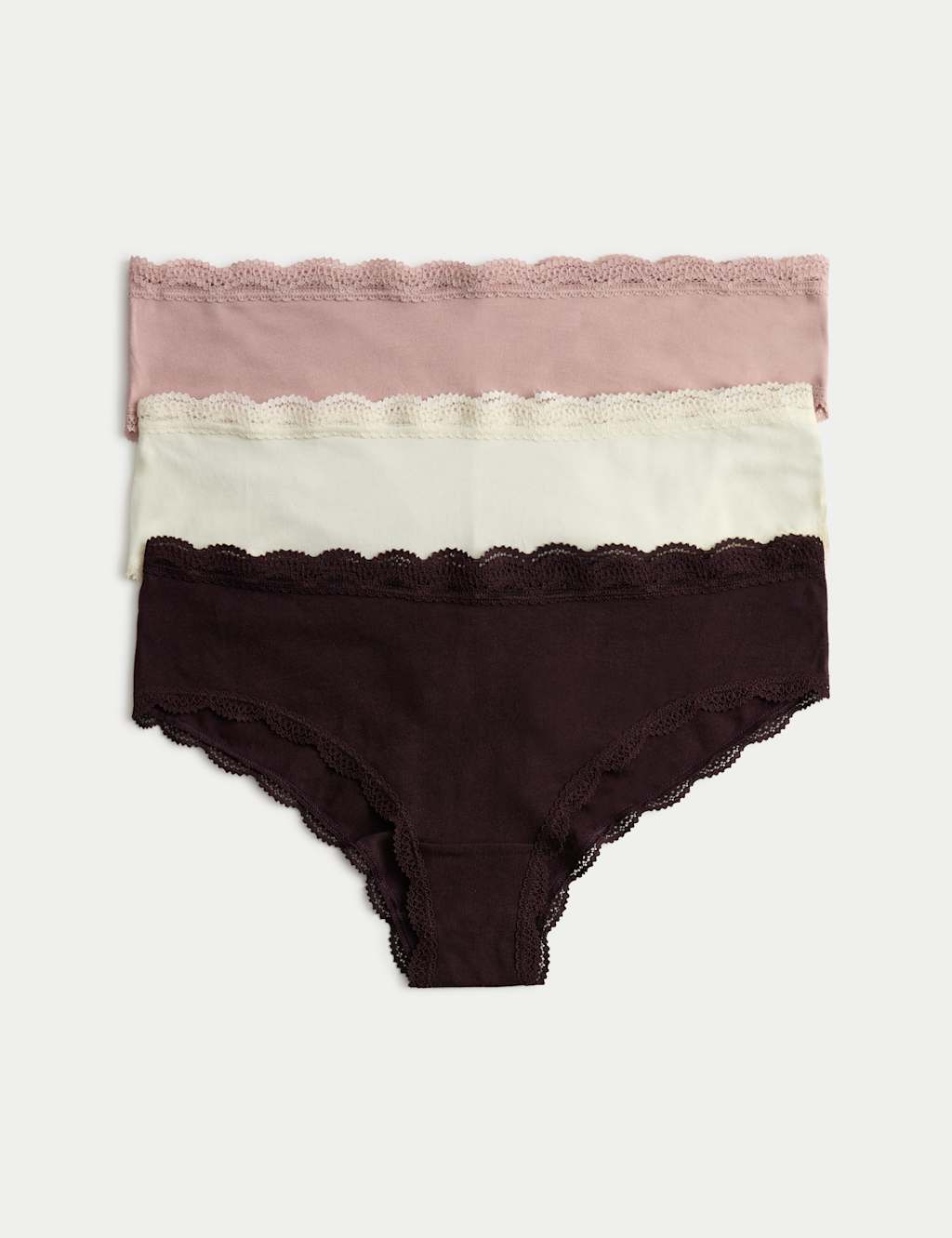 M&S 3pk Cotton Rich Hipster Knickers Raisin