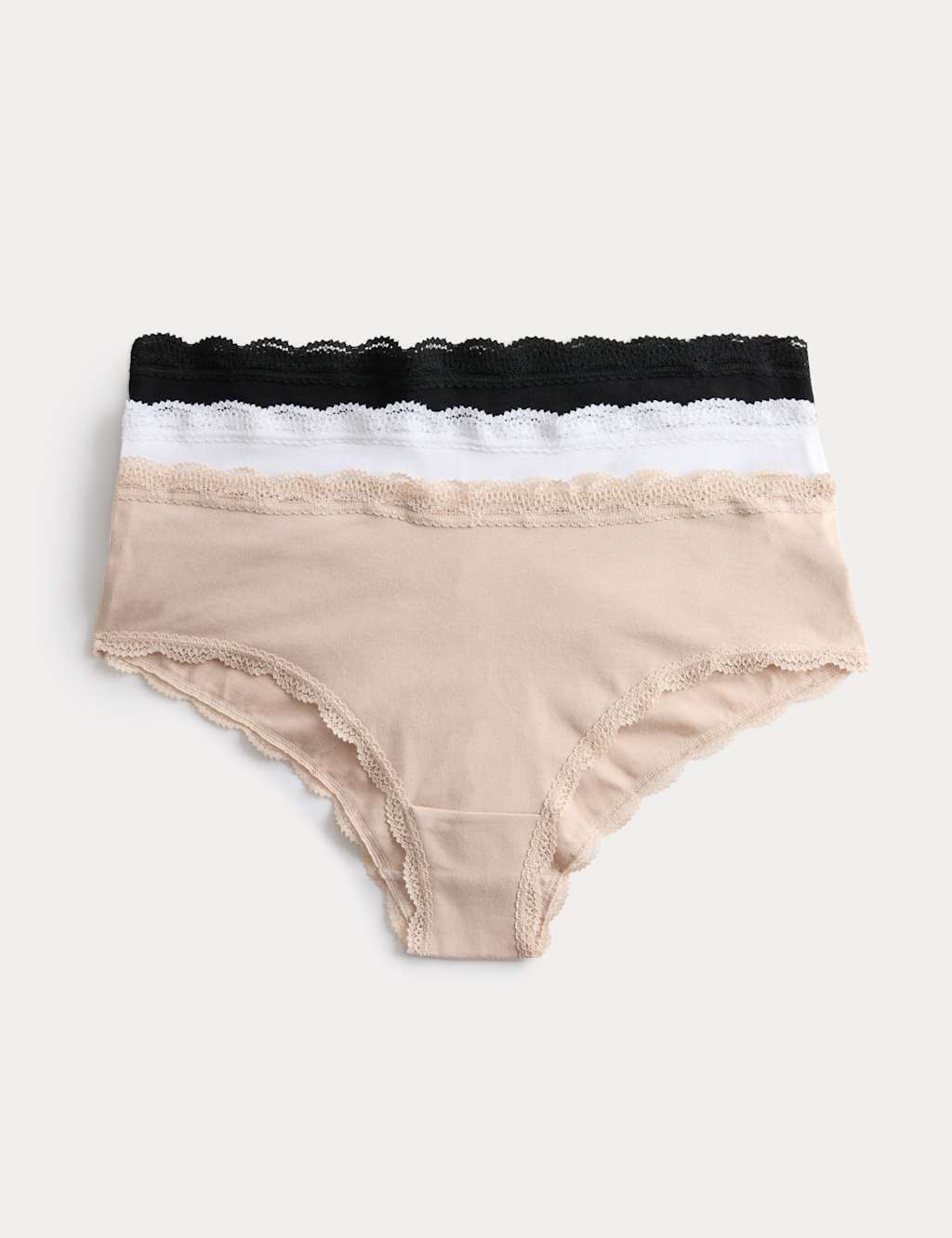 M&S Women's 3pk Cotton Rich Hipster Knickers - 8 - Opaline Mix
