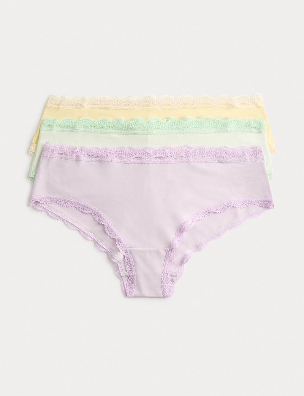 M&S Women's 3pk Cotton Rich Hipster Knickers - 10 - Lavender Mix