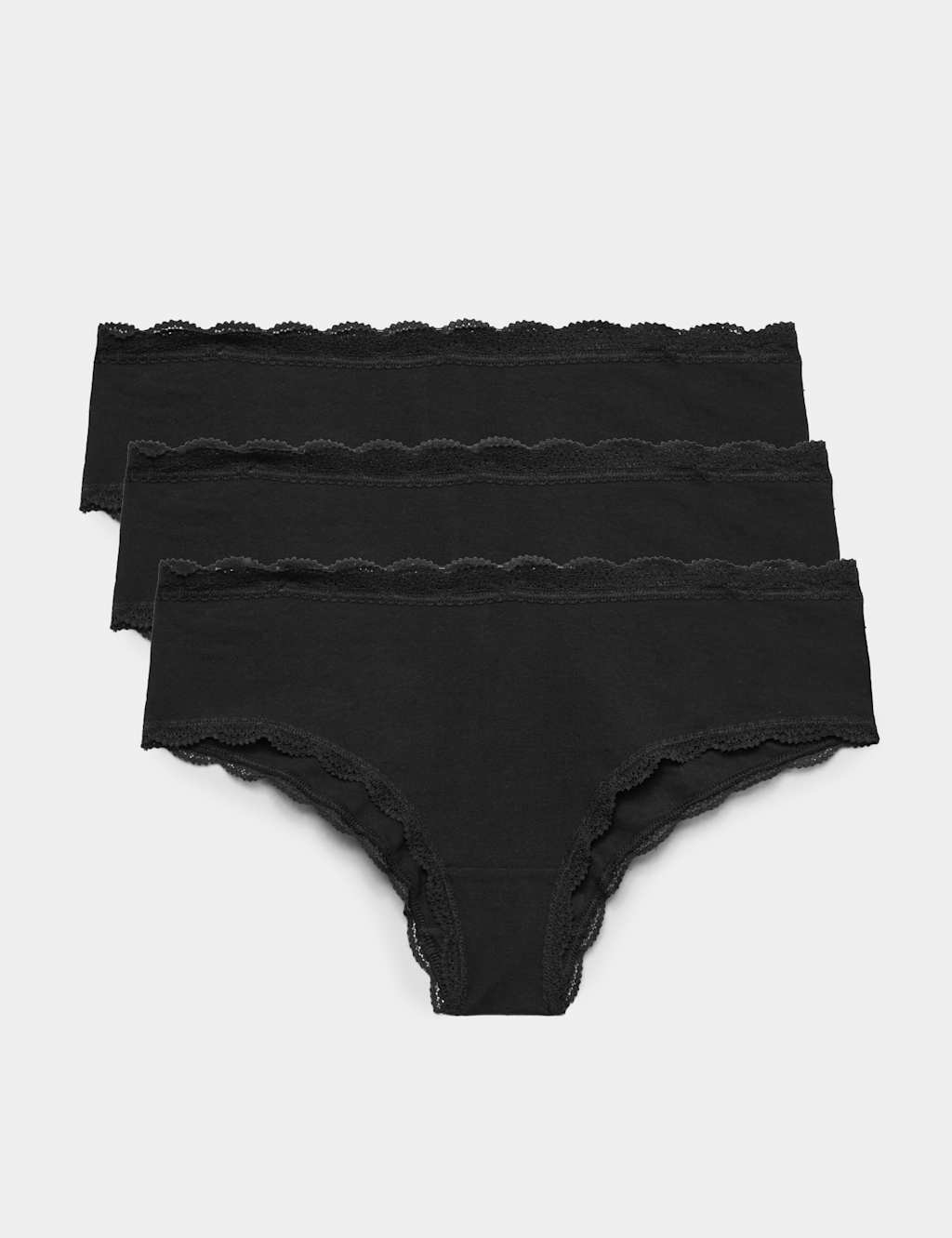 M&S Women's 3pk Cotton Rich Hipster Knickers - 22 - Black