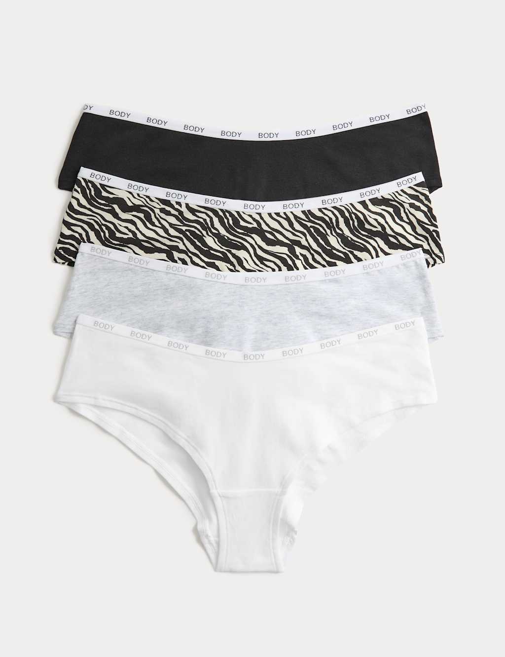 Body By M&S Women's 4 Pack Cotton Rich Hipster Knickers - 20 - Black Mix
