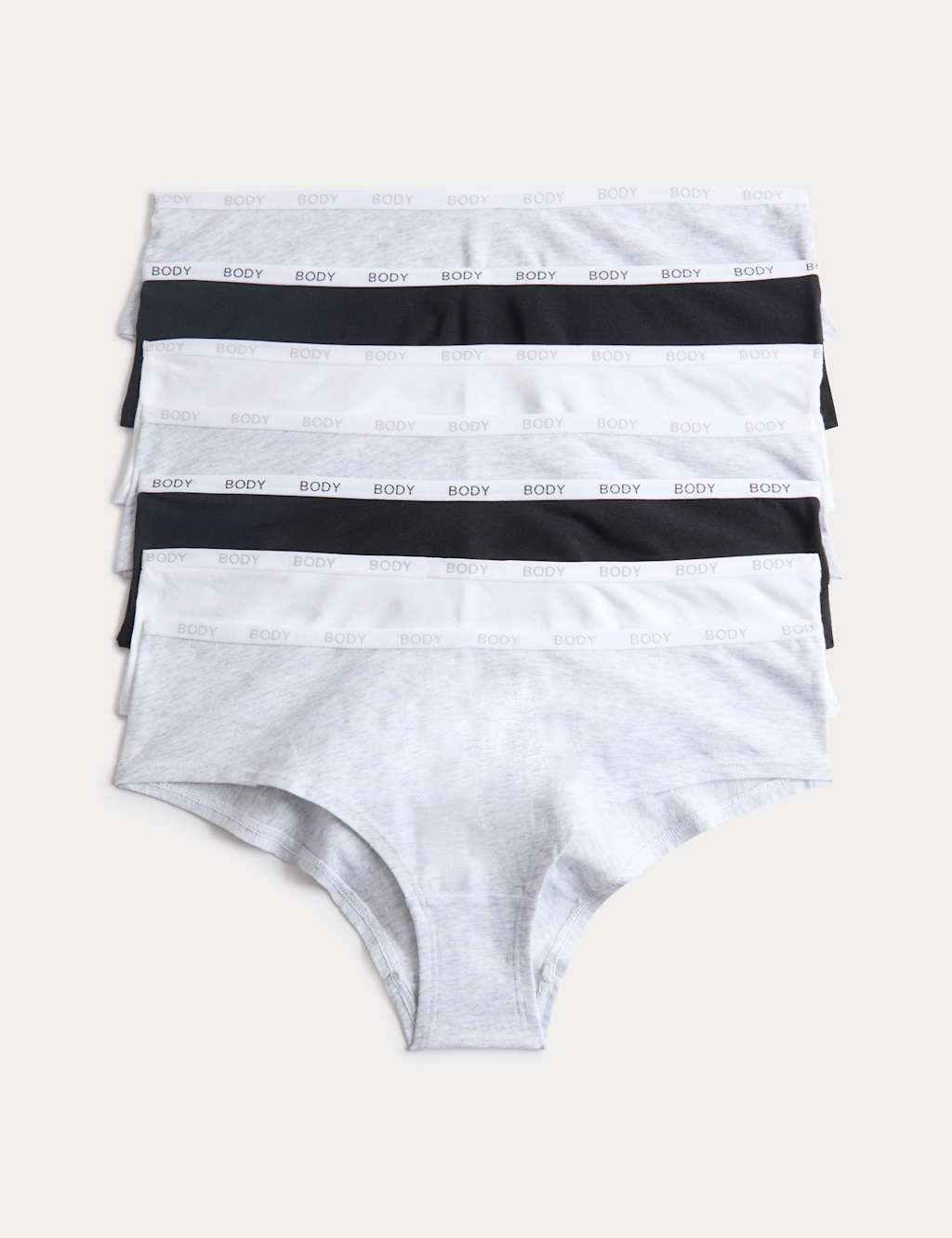 Body By M&S Women's 7 Pack Cotton Rich Hipster Knickers - 14 - Grey Mix
