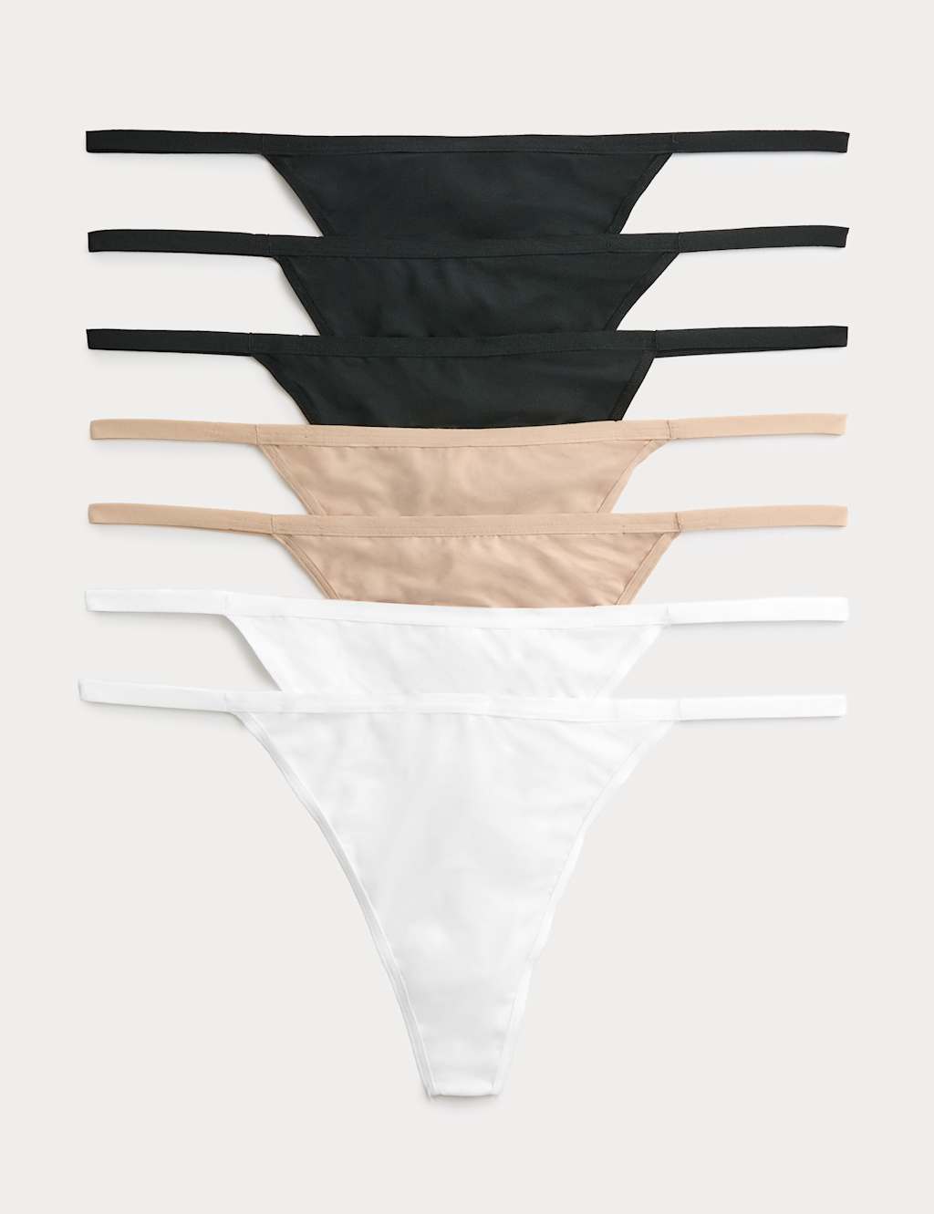 M&S Women's 7 Pack Microfibre G-String Thongs - 16 - Black Mix