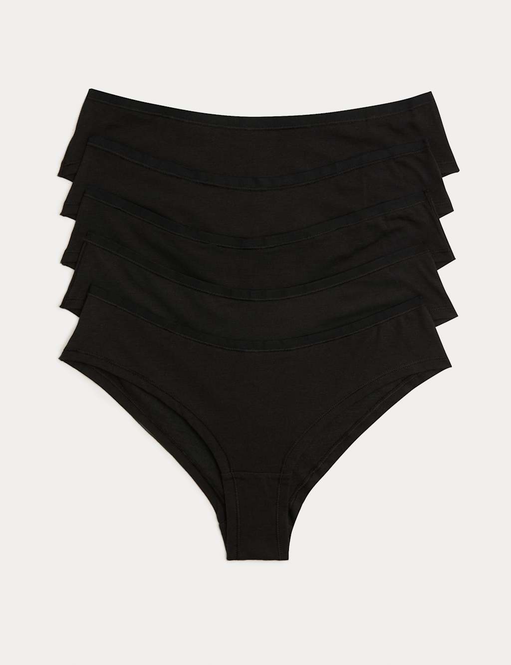 M&S Women's 5 Pack Cotton Modal Hipster Knickers - 22 - Black