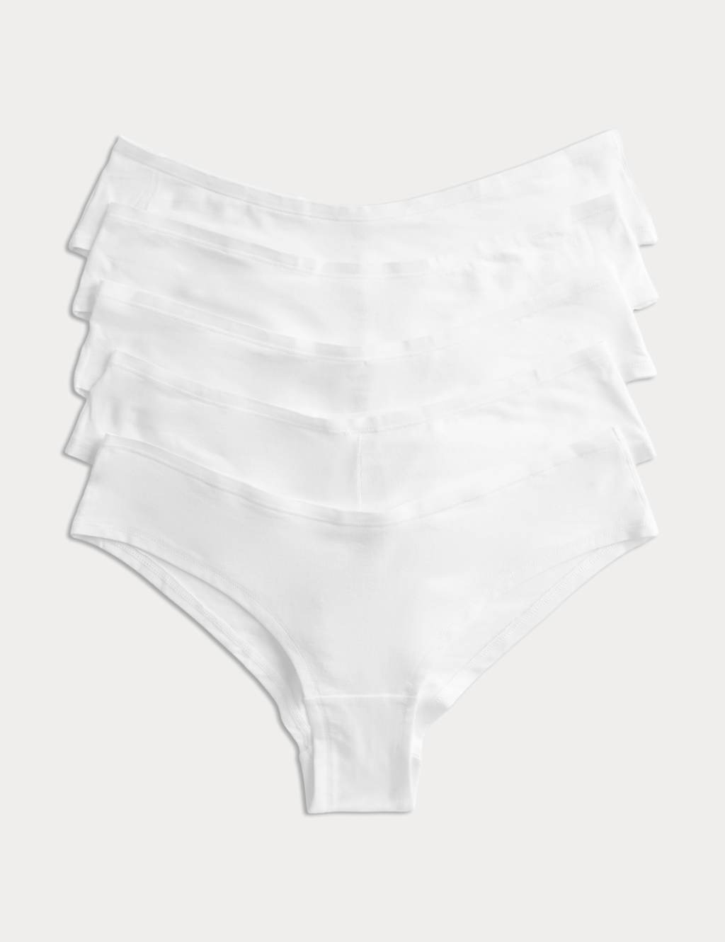 M&S Women's 5 Pack Cotton Modal Hipster Knickers - 12 - White