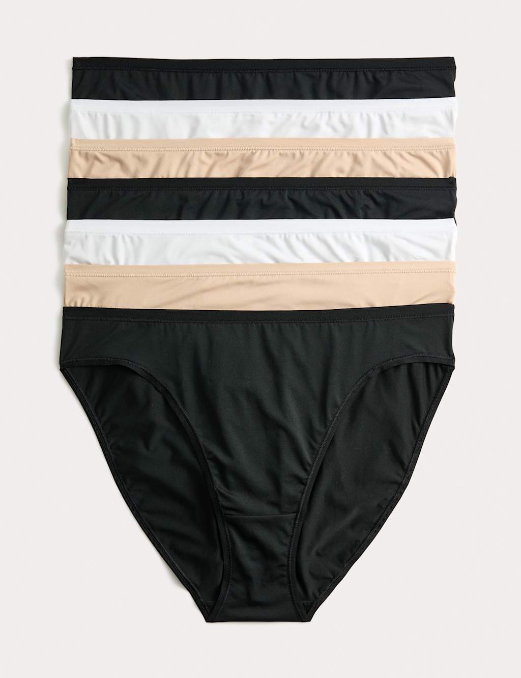 M&S 7 Pack Microfibre High Leg Knickers Black Mix