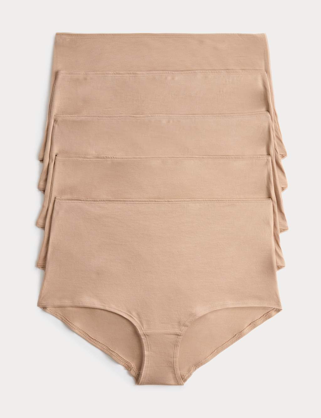 M&S Women's 5 Pack Pure Cotton High Rise Shorts - 10 - Rose Quartz