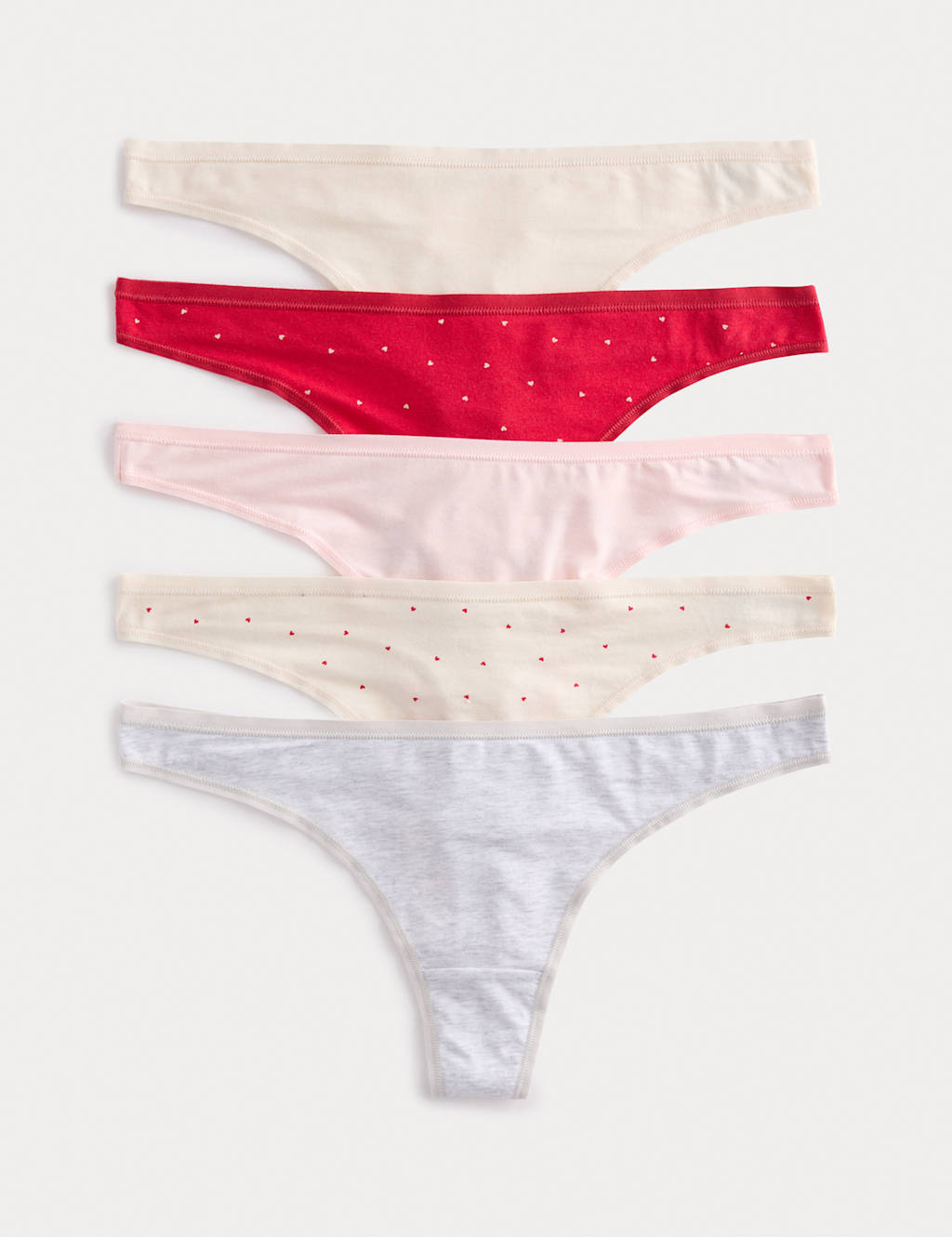 M&S Women's 5 Pack Cotton Modal Thongs - 6 - Red Mix