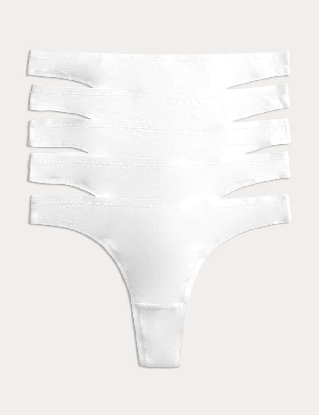 M&S Women's 5 Pack Cotton Modal Thongs - 12 - White