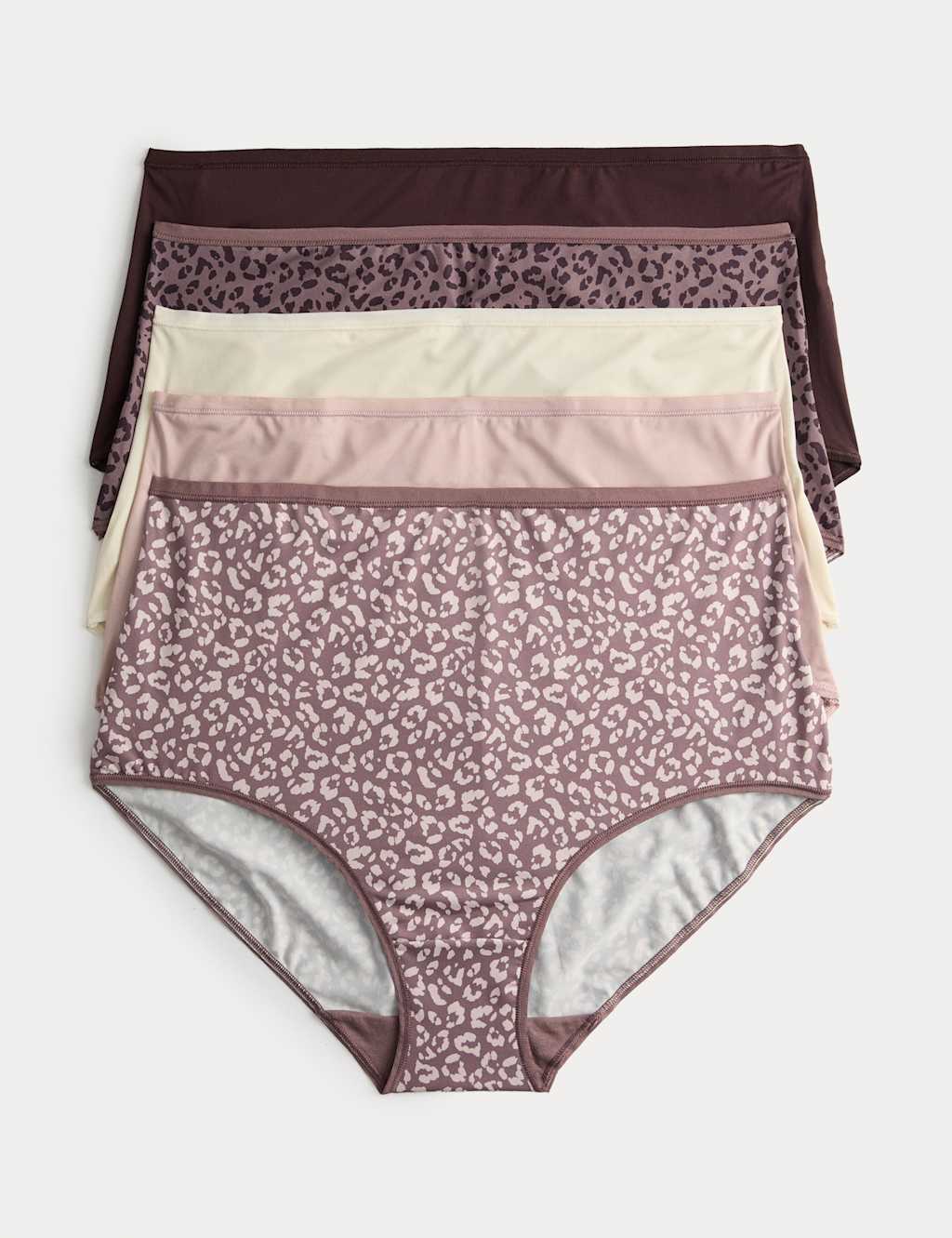 M&S 5pk Microfibre Full Briefs Brown Mix