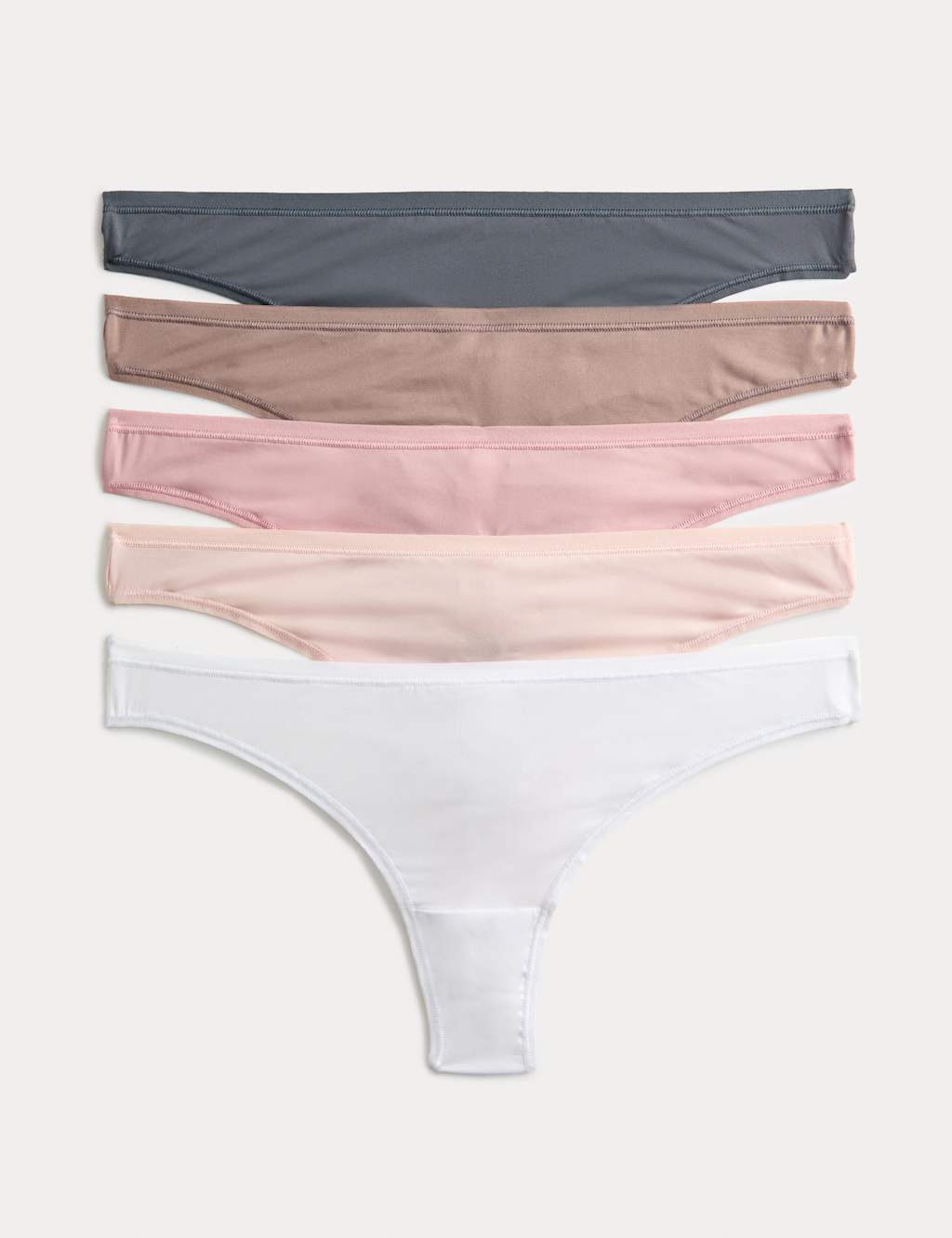 M&S 5pk Microfibre Low Rise Thongs Brown Haze