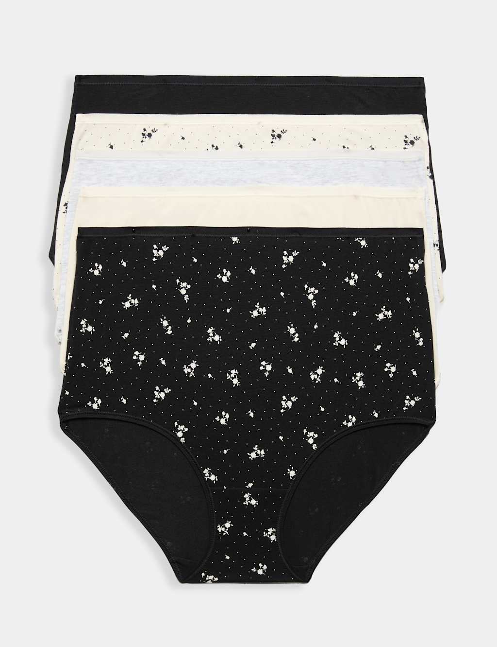 M&S Women's 5pk Cotton Modal Rich Full Briefs - 8 - Black Mix