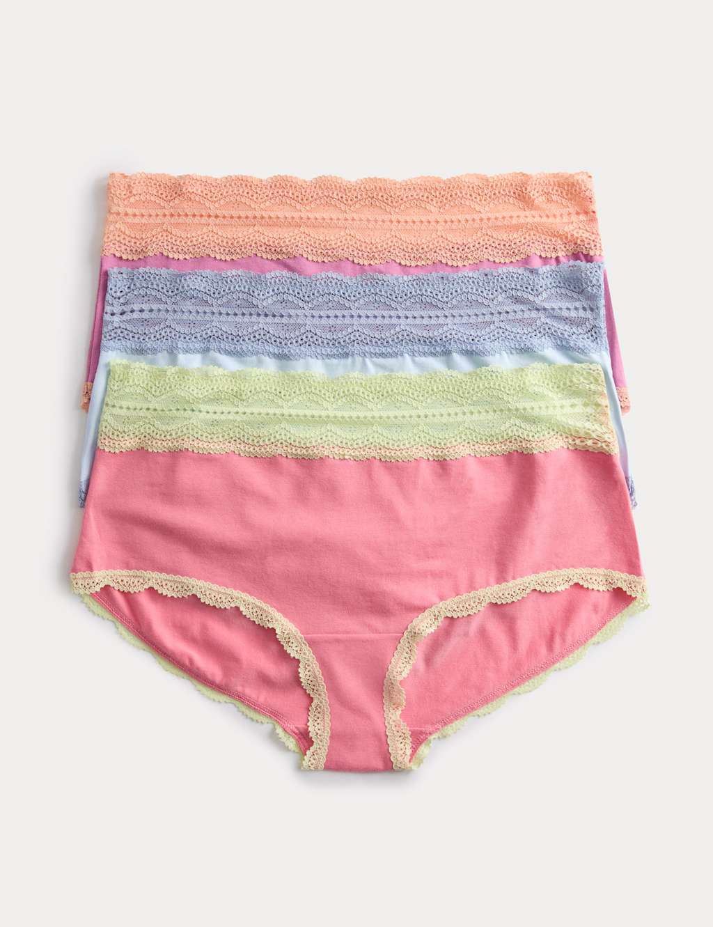 M&S 3pk Cotton Rich High Rise Shorts Blue Mix