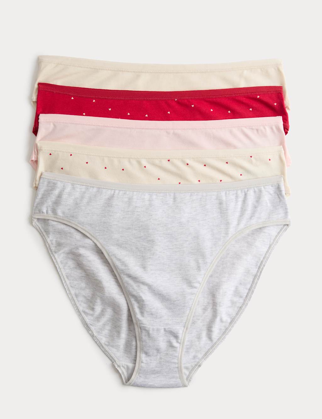M&S Women's 5pk Cotton Modal High Leg Knickers - 16 - Red Mix