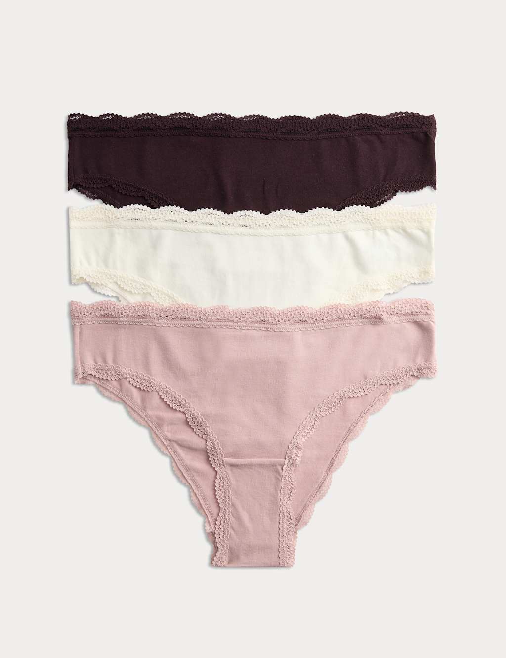 M&S 3pk Cotton Rich Brazilian Knickers Raisin