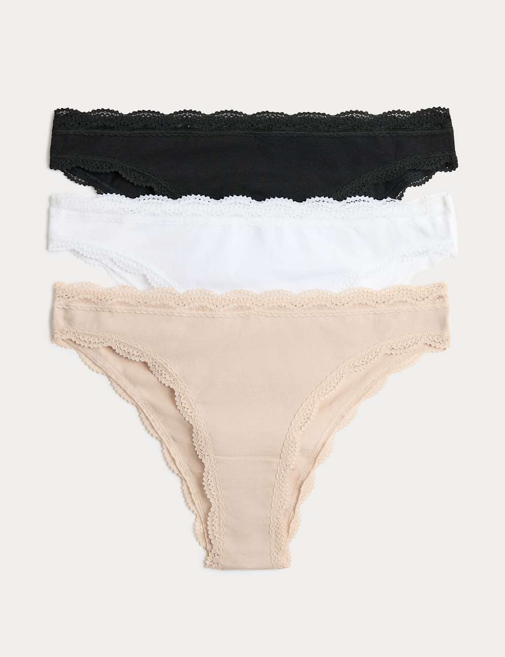 M&S Women's 3 Pack Cotton Rich Brazilian Knickers - 12 - Opaline Mix