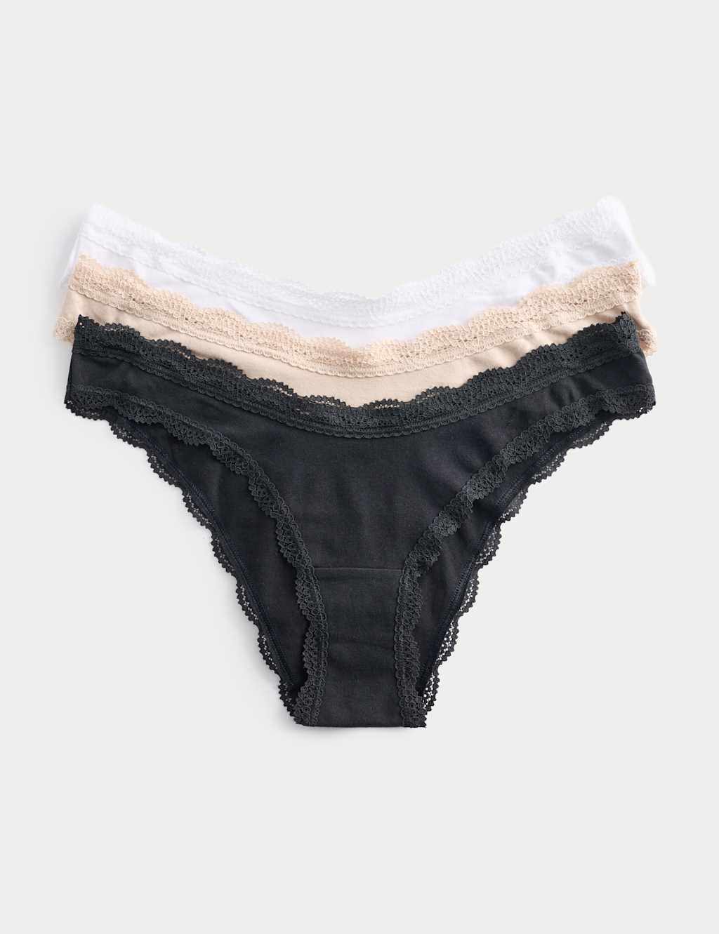 M&S Women's 3 Pack Cotton Rich Dipped Miami Knickers - 12 - Opaline Mix