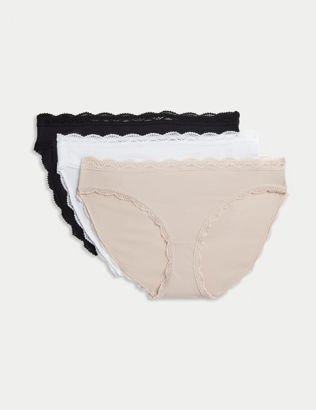 M&S 3pk Cotton Rich Bikini Knickers Opaline Mix