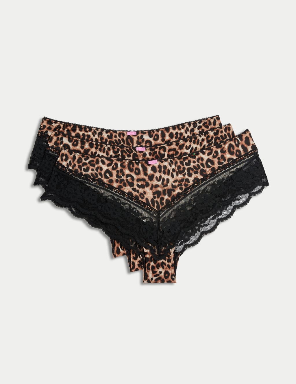 3pk Lace Trim Brazilian Knickers