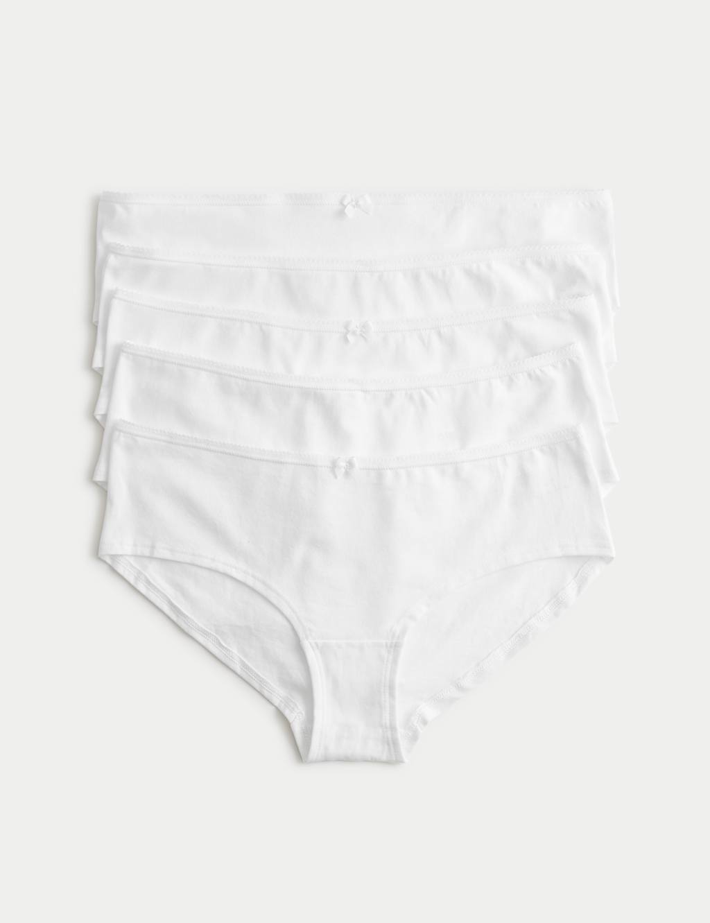 M&S 5pk Cotton Rich Lycra Low Rise Shorts White