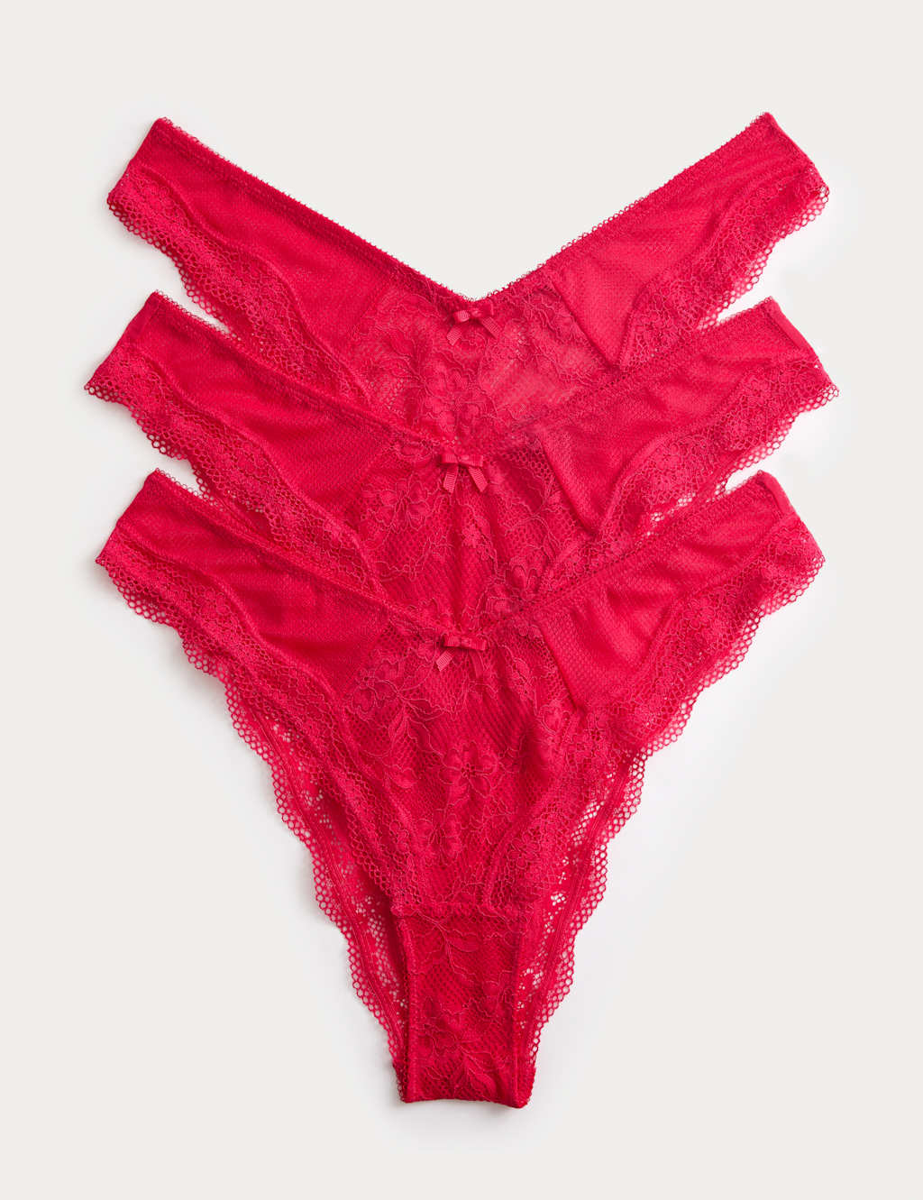 M&S Women's 3pk Jasmine Lace Miami Knickers - 22 - Geranium
